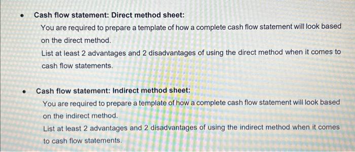 Solved Cash flow statement: Direct method sheet: You are | Chegg.com