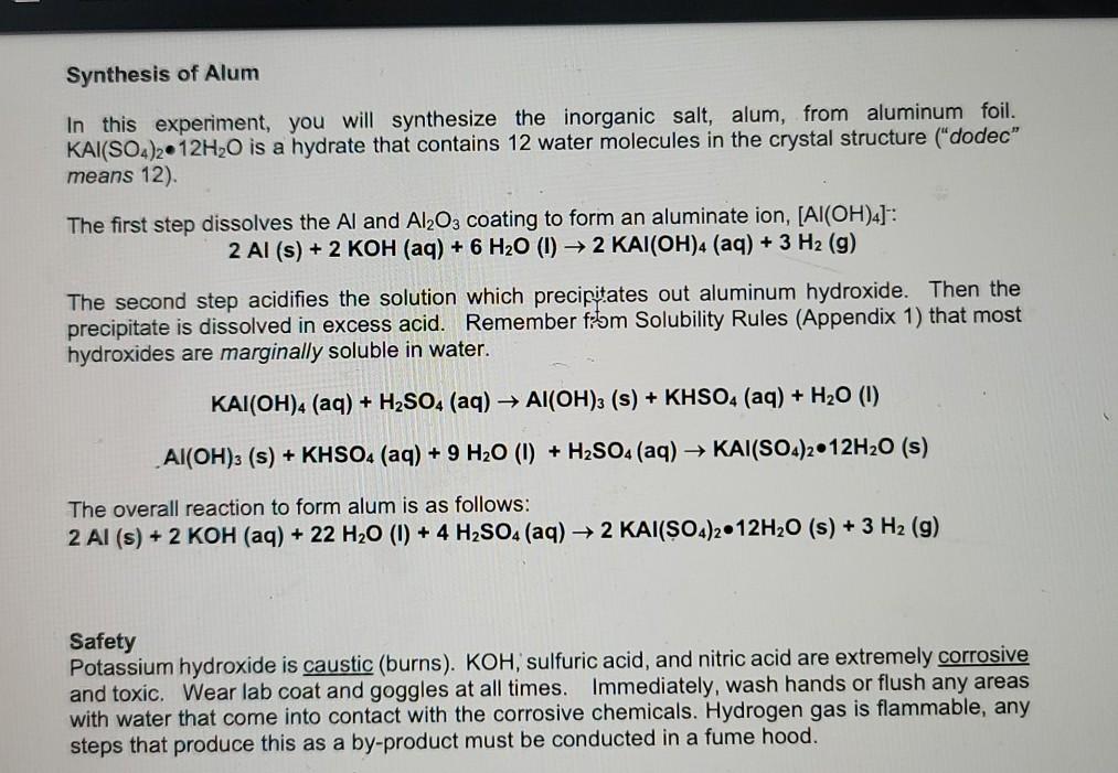 experiment 6 synthesis of alum