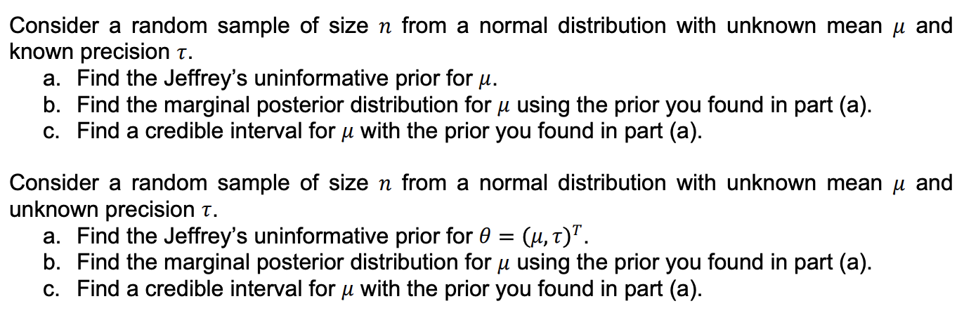 Solved Consider a random sample of size n ﻿from a normal | Chegg.com