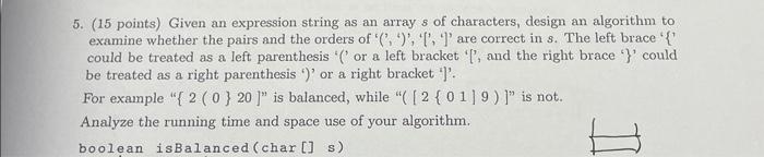 Solved 5. (15 points) Given an expression string as an array | Chegg.com