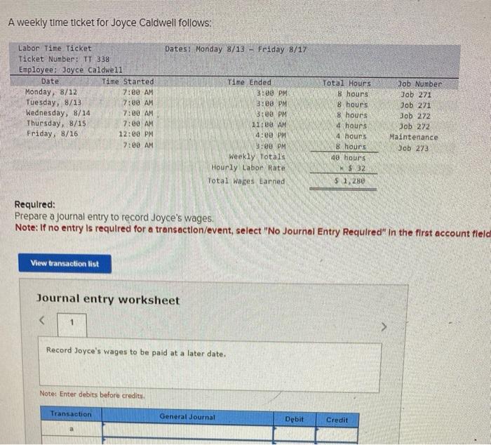 solved-a-weekly-time-ticket-for-joyce-caldwell-follows-chegg