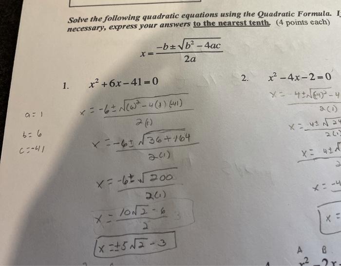Solved Solve the following quadratic equations using the | Chegg.com