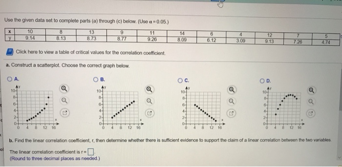 Solved Use the given data set to complete parts (a) through | Chegg.com