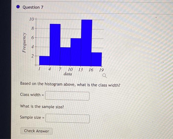 Solved Question 7 Based on the histogram above, what is the | Chegg.com