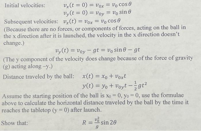 Solved Derive the range equation (R = sin(26) using the | Chegg.com