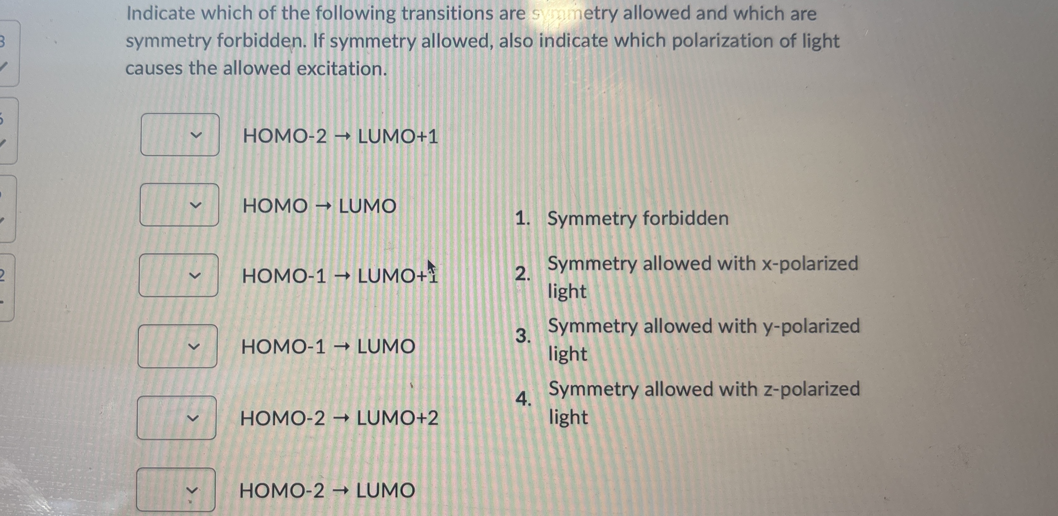 Solved Indicate which of the following transitions are s | Chegg.com