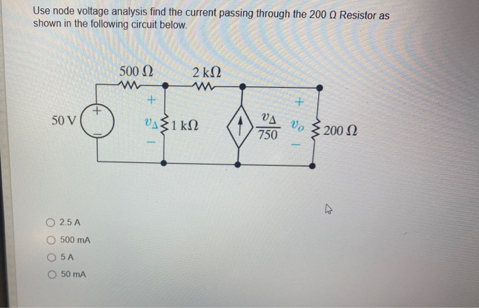Solved Use node voltage analysis find the current passing | Chegg.com