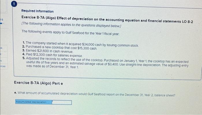 Solved Requlred Information Exercise 8.7A (Algo) Effect of | Chegg.com