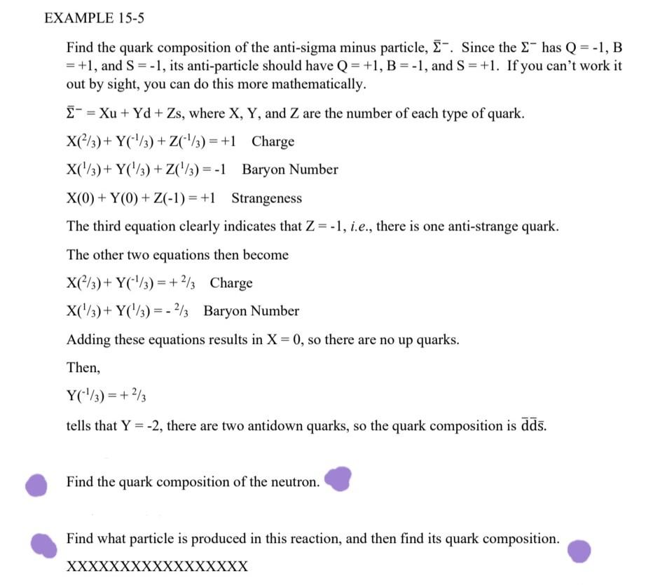 Solved Example 15 5 Find The Quark Composition Of The Chegg Com