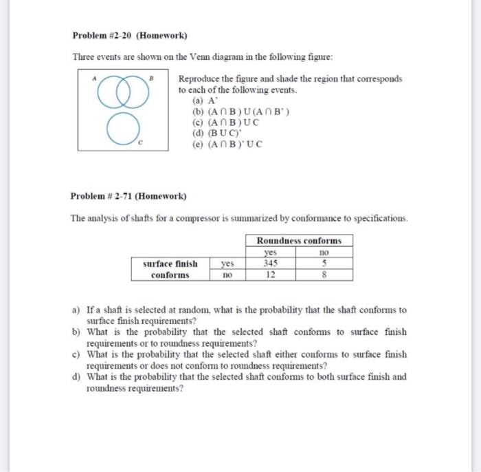 Solved Problem Homework Three Events Are Shown On Chegg Com