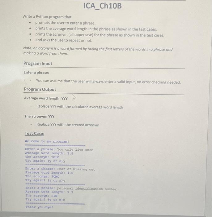 Solved Write a Python program that prompts the user to | Chegg.com