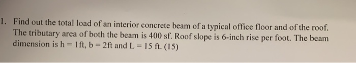 Solved 1. Find out the total load of an interior concrete | Chegg.com