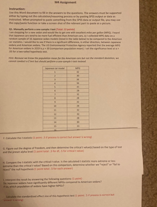 M4 Assignment Instruction: Use this Word document to | Chegg.com