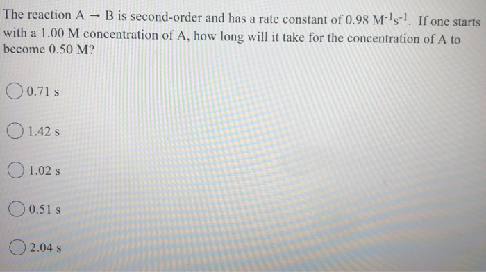 Solved The Reaction A - B Is Second-order And Has A Rate | Chegg.com