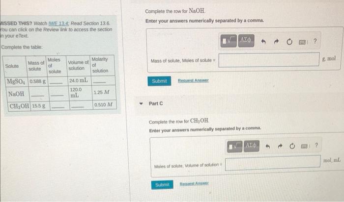 Solved Review Constan Part A Complete the row for MgSO4 Chegg