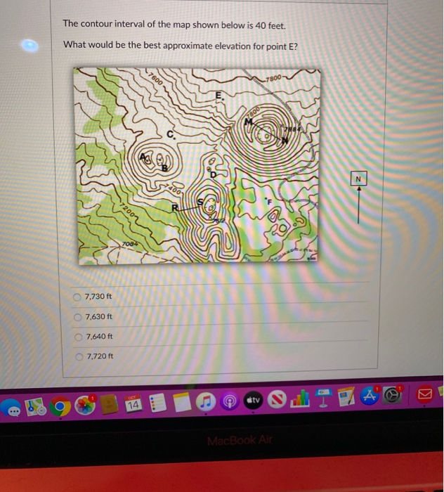 Solved The contour interval of the map shown below is 40 | Chegg.com