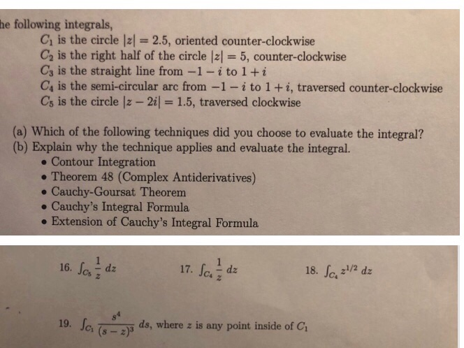 Solved The Following Integrals C Is The Circle 2 25 - 