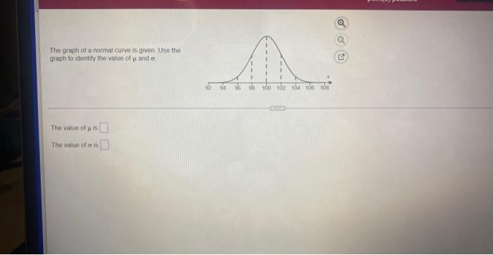Solved The graph of a normal curve is given Use the graph to | Chegg.com