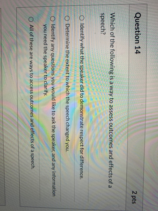Solved Question 11 2 pts Identifying what the speaker did to | Chegg.com