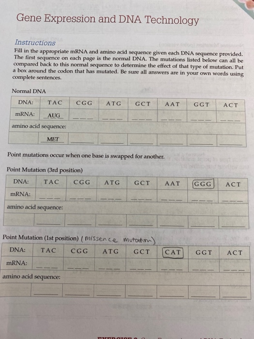 Dna Code Chart Problems Solved help!! with all these sequences and read the | Chegg.com