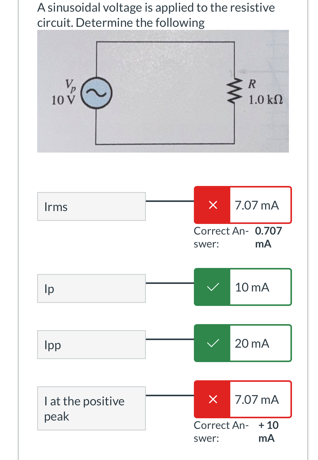 Solved A sinusoidal voltage is applied to the resistive | Chegg.com