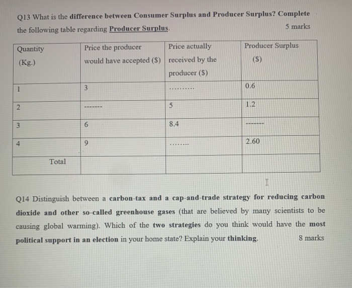 Solved Q13 What is the difference between Consumer Surplus | Chegg.com