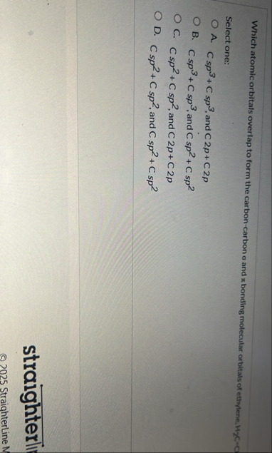 Solved Which atomic orbitals overlap to form the | Chegg.com