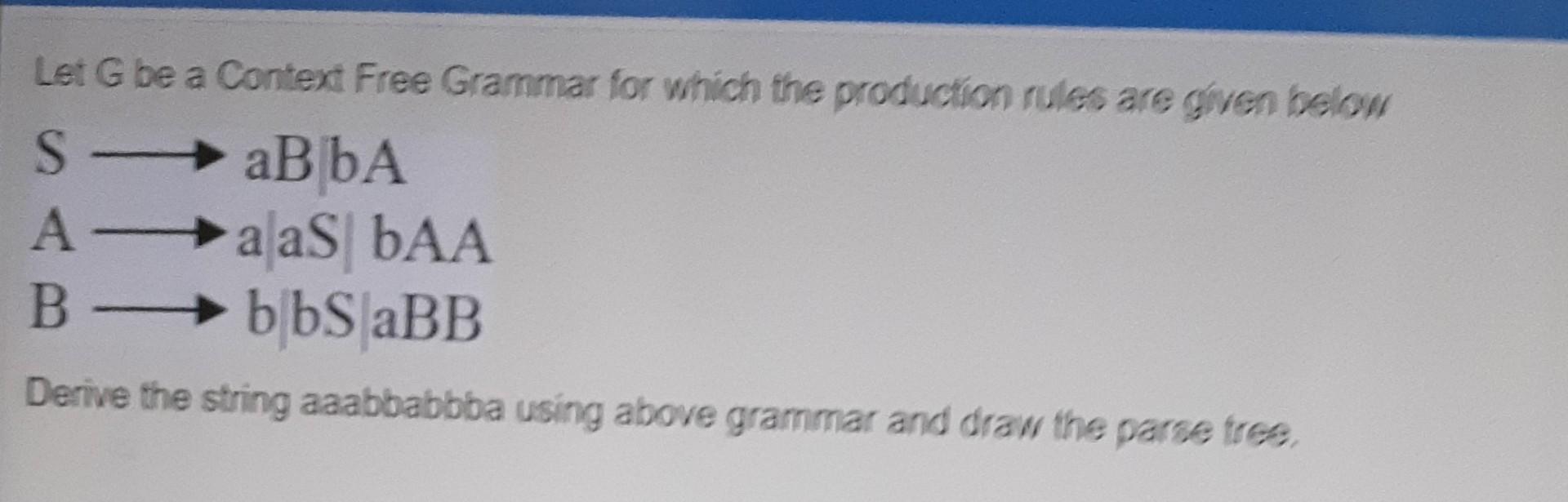 Solved Let G be a Context Free Grammar for which the | Chegg.com