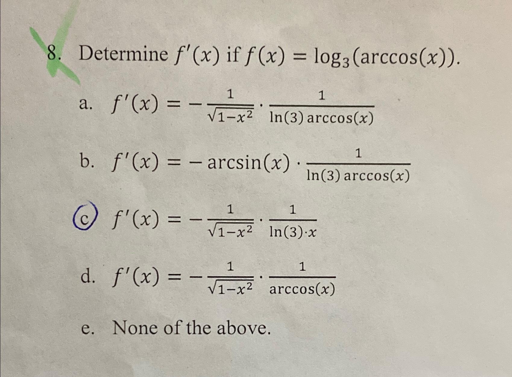 Solved Determine f'(x) ﻿if | Chegg.com