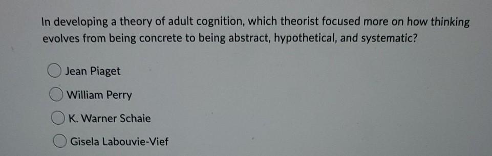 Solved In developing a theory of adult cognition which Chegg