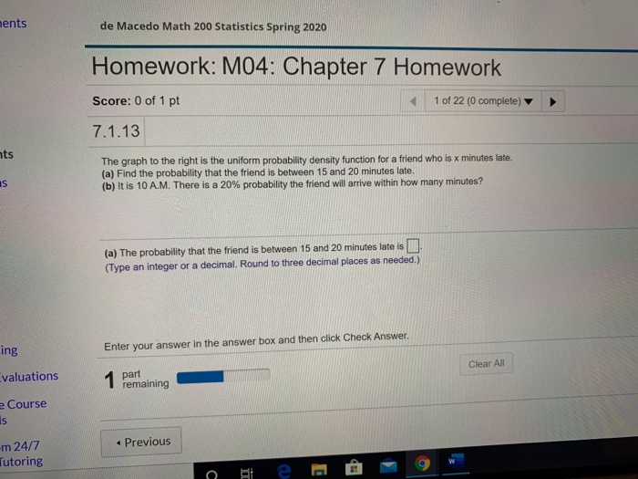 Solved ments de Macedo Math 200 Statistics Spring 2020 | Chegg.com