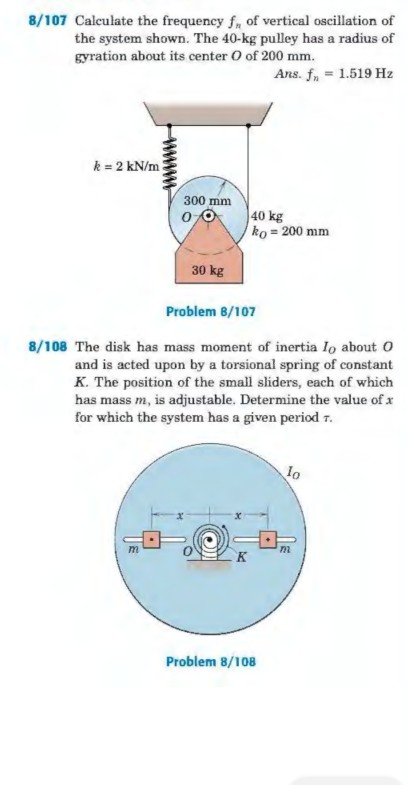 Solved 8/107 Calculate the frequency of vertical oscillation | Chegg.com
