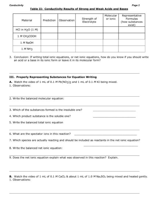 Solved 11:52 Conductivity Experiment Instructions | Chegg.com