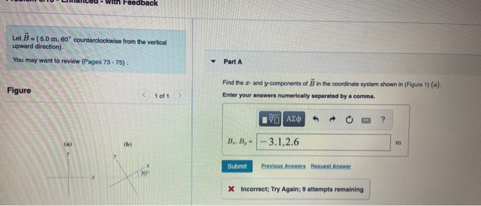 Solved Feedback Let B (5.0 M, 60° Counterclockwise From The | Chegg.com