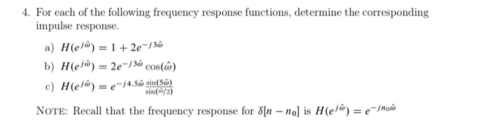 Solved 4. For each of the following frequency response | Chegg.com