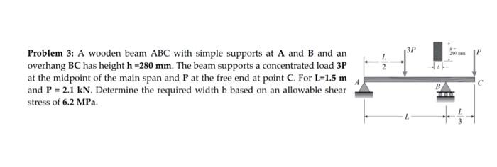 Solved Problem 3: A Wooden Beam ABC With Simple Supports At | Chegg.com