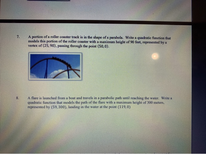 Solved 7. A portion of a roller coaster track is in the