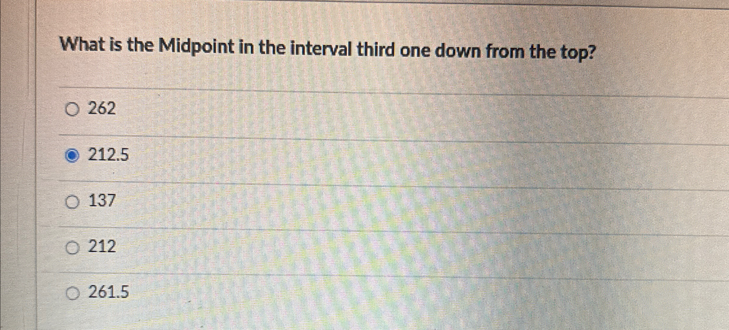 Solved What is the Midpoint in the interval third one down | Chegg.com