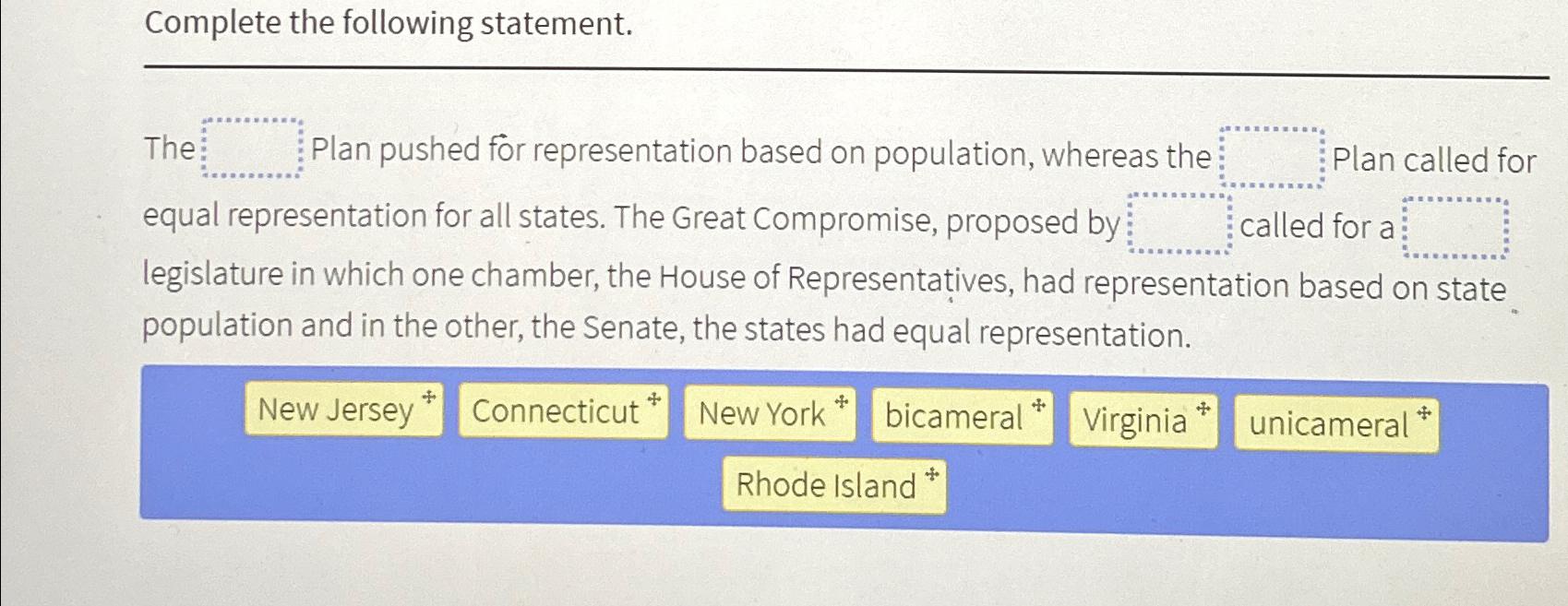 Solved Complete the following statement.The Plan pushed for 