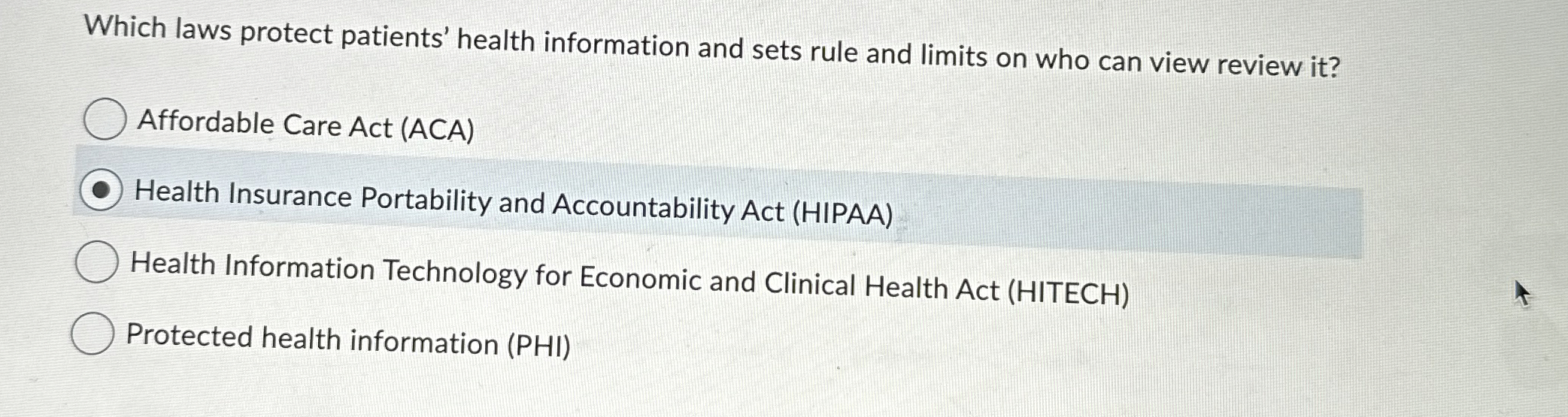 Solved Which laws protect patients' health information and