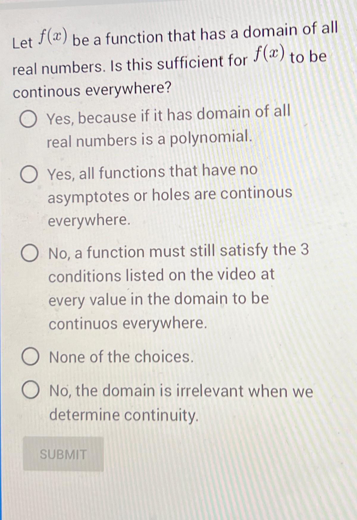Solved Let f(x) ﻿be a function that has a domain of all real | Chegg.com
