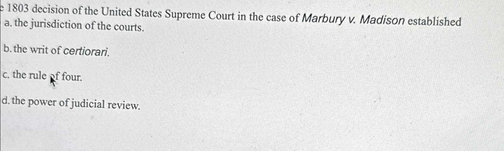 Marbury v madison clearance established