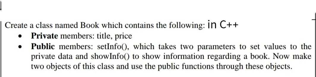 Solved Create a class named Book which contains the | Chegg.com