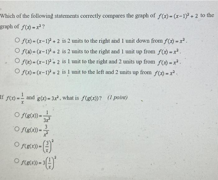 Solved Which of the following statements correctly compares | Chegg.com