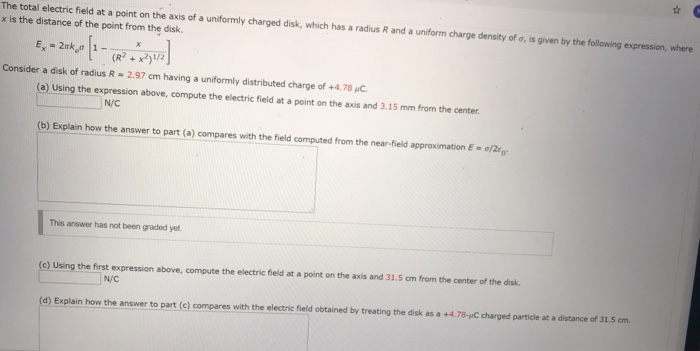 Solved The total electric field at a point on the axis of a | Chegg.com