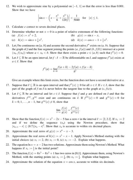 Solved 12. We wish to approximate sine by a polynomial on | Chegg.com