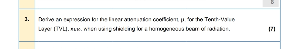Solved Derive an expression for the linear attenuation | Chegg.com