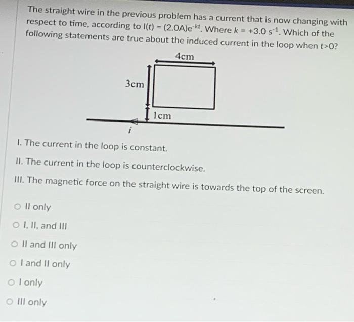 Solved The straight wire in the previous problem has a | Chegg.com