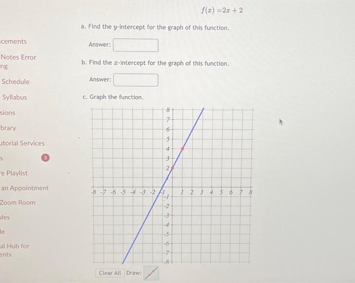 find the y intercept of the function f x 2