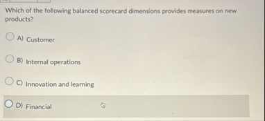 Solved Which of the following balanced scorecard dimensions | Chegg.com